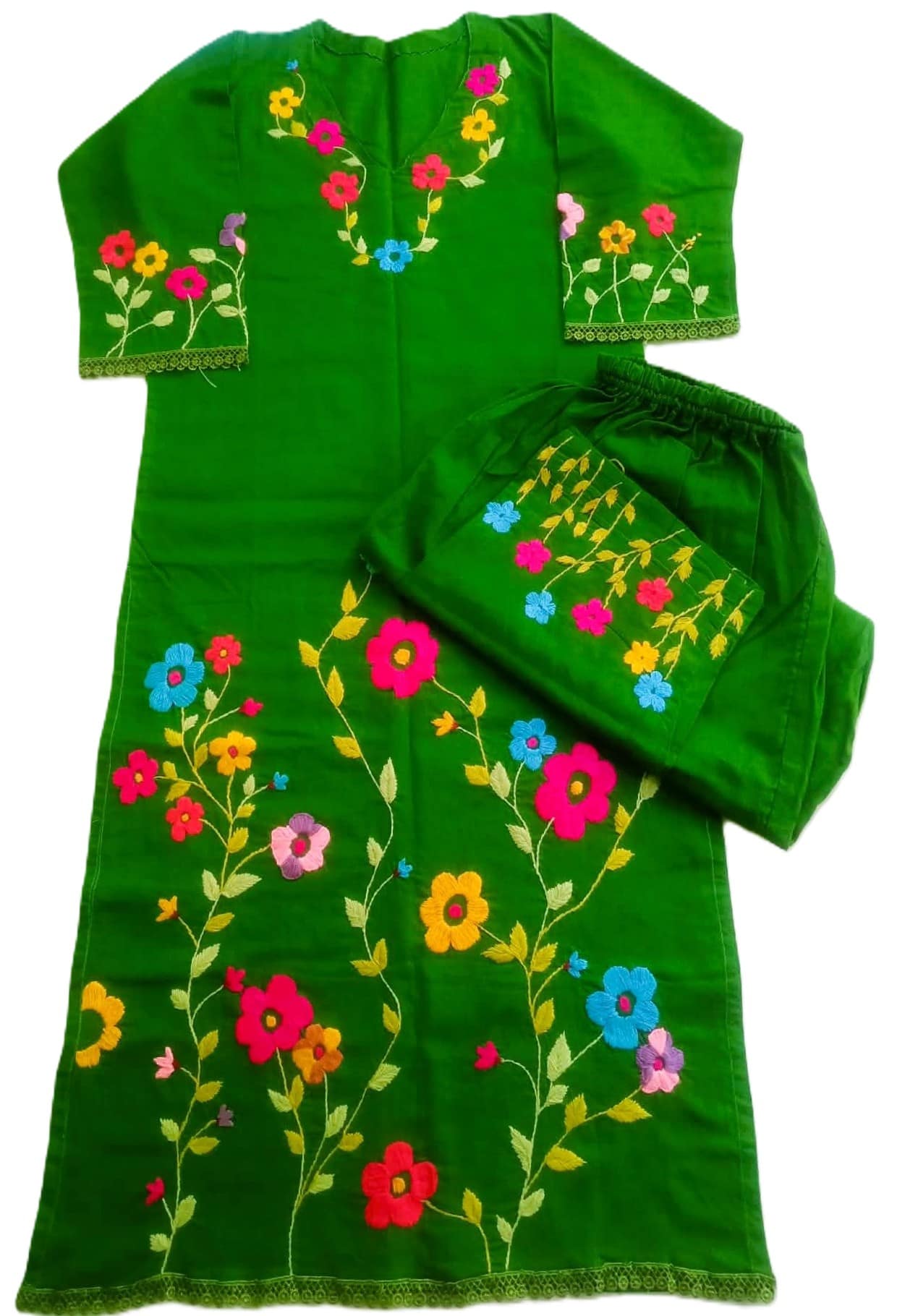Petite Noir Hand-Embroidered Cotton Dress