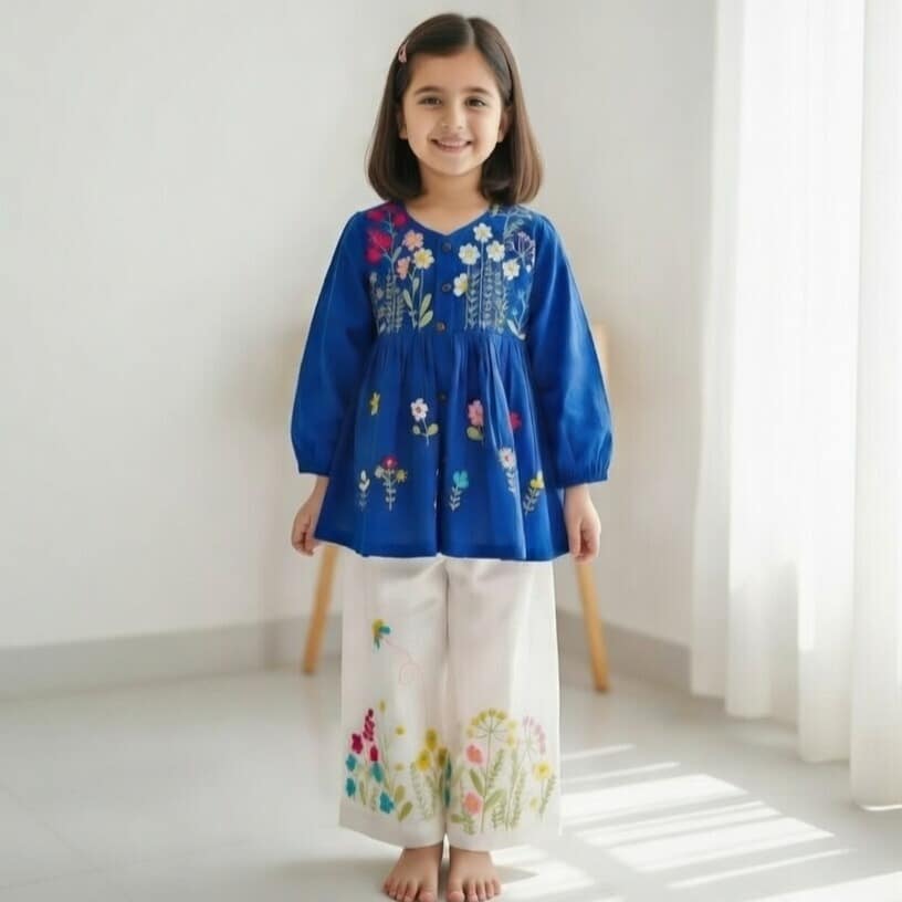 Sunny Bloom Hand-Embroidered Cotton Dress